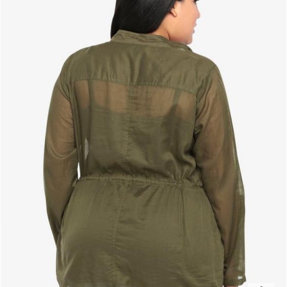 TORRID Snap-Front Toile Lightweight Anorak Jacket Sheer Layering - Olive SZ 2X - Picture 4 of 14